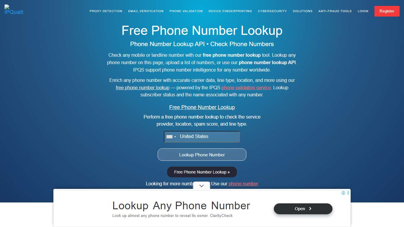 Free Phone Number Lookup Tool Phone Number Lookup API